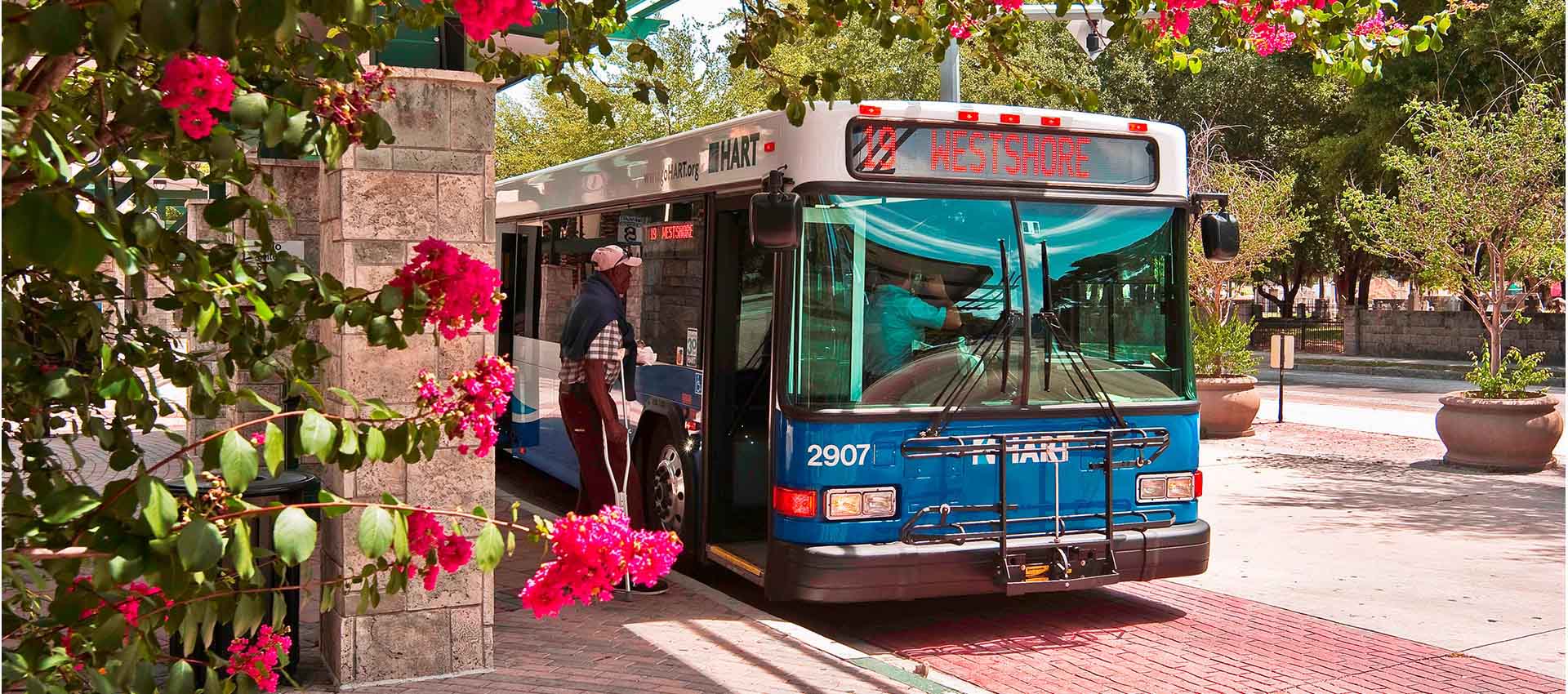 HART bus picking up a passenger. 