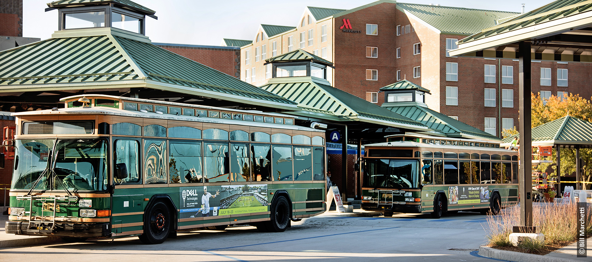 RIPTA buses at transit center.