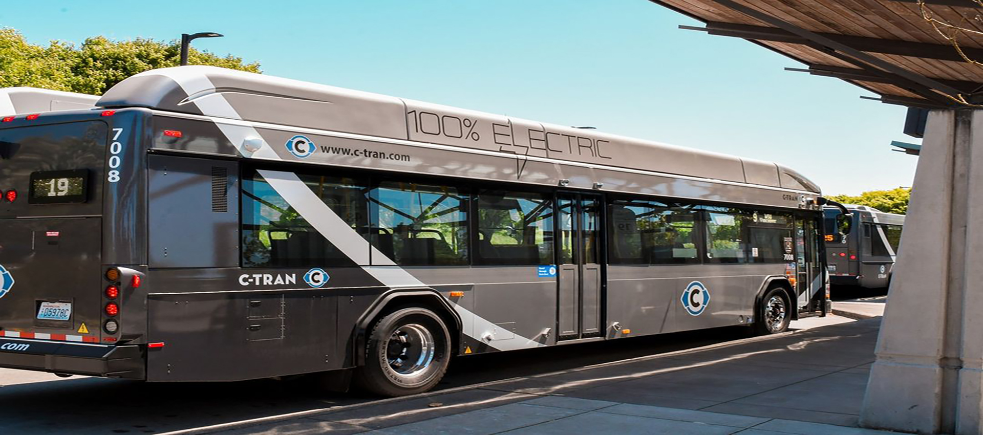 C-TRAN electric bus on route. 