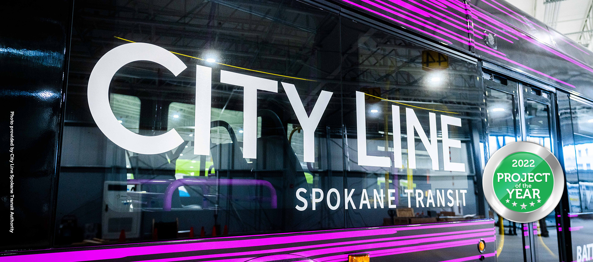 Spokane Transit Authority City Line Bus up close. 